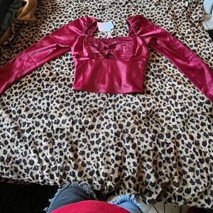 Wayf Red Long Sleeve Top